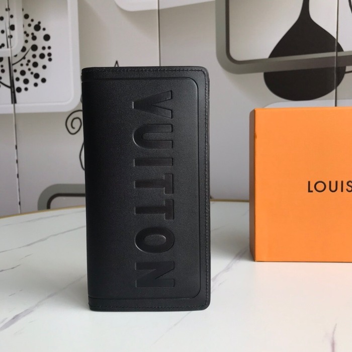 Wallet Louis Vuitton embossed logo long wallet Black Size 19x10cm
