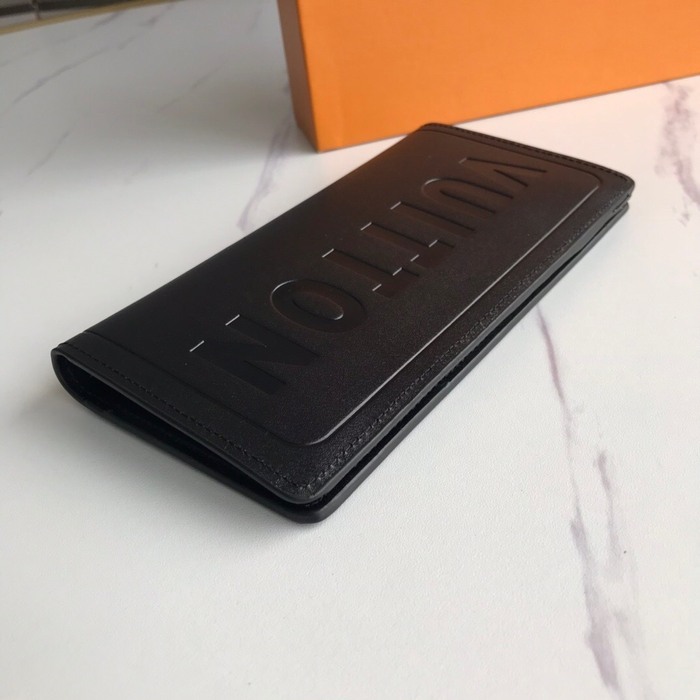 Wallet Louis Vuitton embossed logo long wallet Black Size 19x10cm