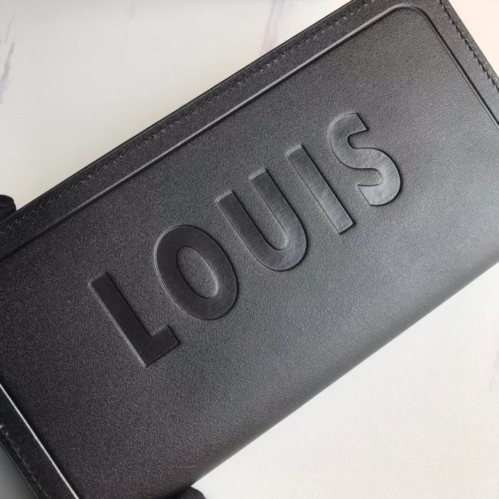 Wallet Louis Vuitton embossed logo long wallet Black Size 19x10cm