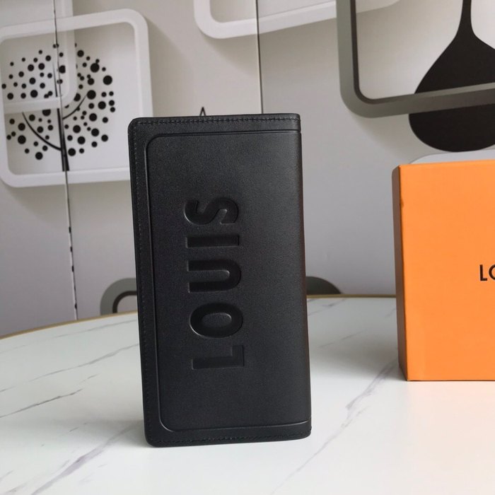 Wallet Louis Vuitton embossed logo long wallet Black Size 19x10cm