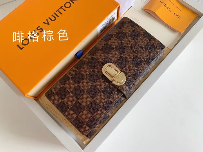Wallet Louis Vuitton long checkered pattern Brown Size 19x10