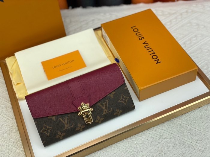 Wallet Louis Vuitton monogram canvas bifold Burgundy Size 19x10.5x3cm