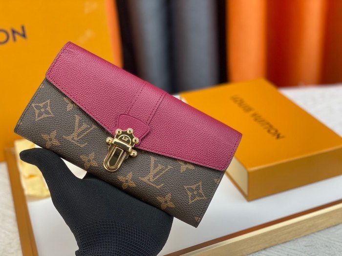 Wallet Louis Vuitton monogram canvas bifold Burgundy Size 19x10.5x3cm