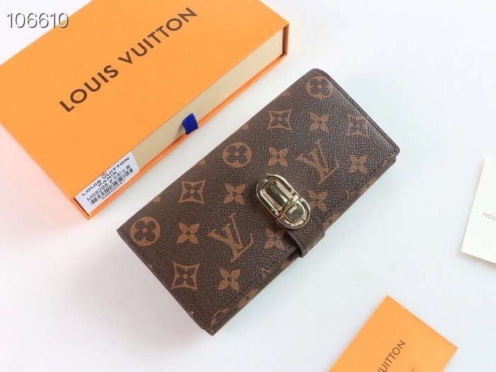 Wallet Louis Vuitton monogram canvas red strap Brown Size 19x10