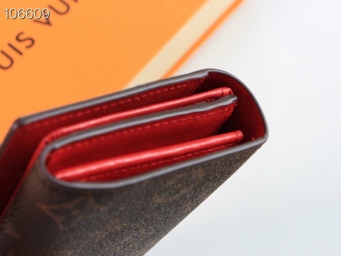 Wallet Louis Vuitton monogram canvas red strap Brown Size 19x10