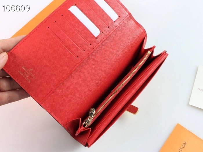 Wallet Louis Vuitton monogram canvas red strap Brown Size 19x10