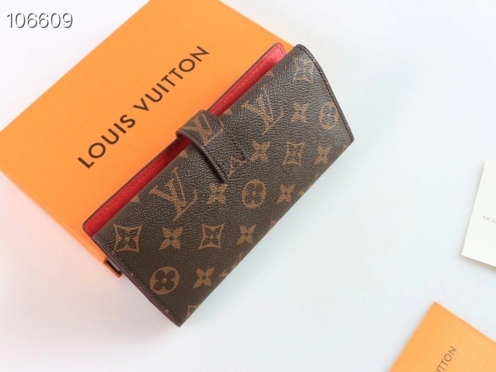 Wallet Louis Vuitton monogram canvas red strap Brown Size 19x10