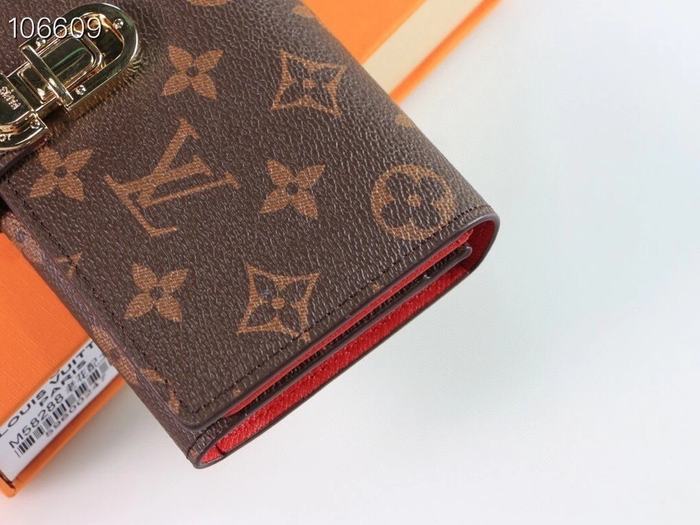 Wallet Louis Vuitton monogram canvas red strap Brown Size 19x10
