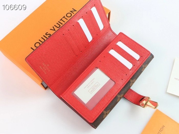 Wallet Louis Vuitton monogram canvas red strap Brown Size 19x10