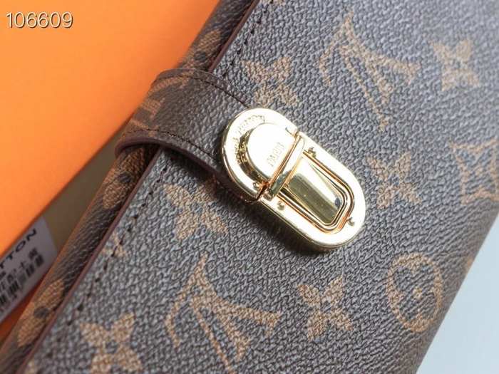 Wallet Louis Vuitton monogram canvas red strap Brown Size 19x10