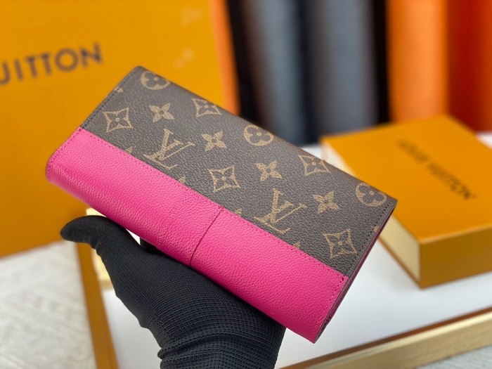 Wallet Louis Vuitton monogram canvas with pink leather trim Brown Size 19x10.5x3cm