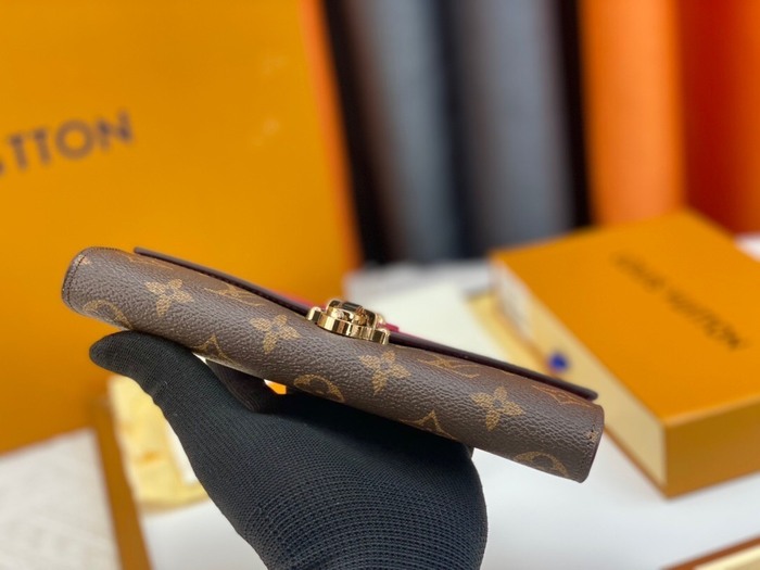 Wallet Louis Vuitton monogram canvas with pink leather trim Brown Size 19x10.5x3cm