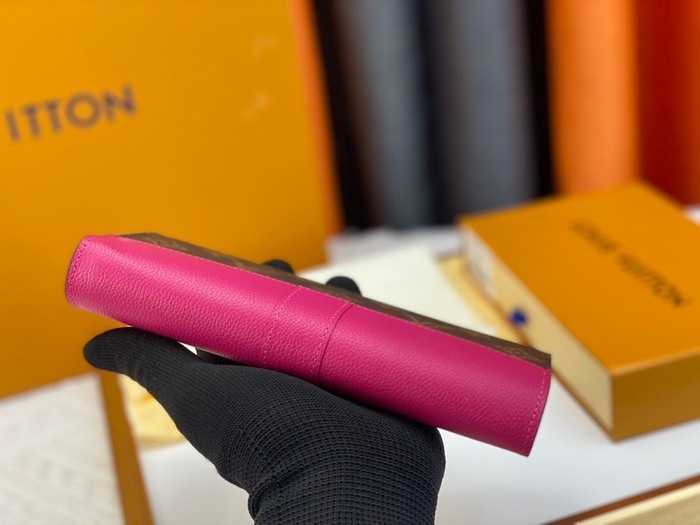 Wallet Louis Vuitton monogram canvas with pink leather trim Brown Size 19x10.5x3cm