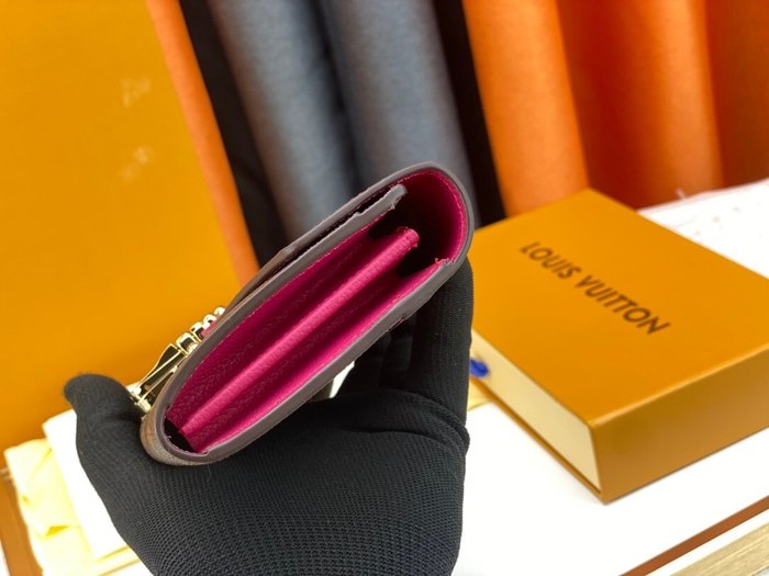 Wallet Louis Vuitton monogram canvas with pink leather trim Brown Size 19x10.5x3cm