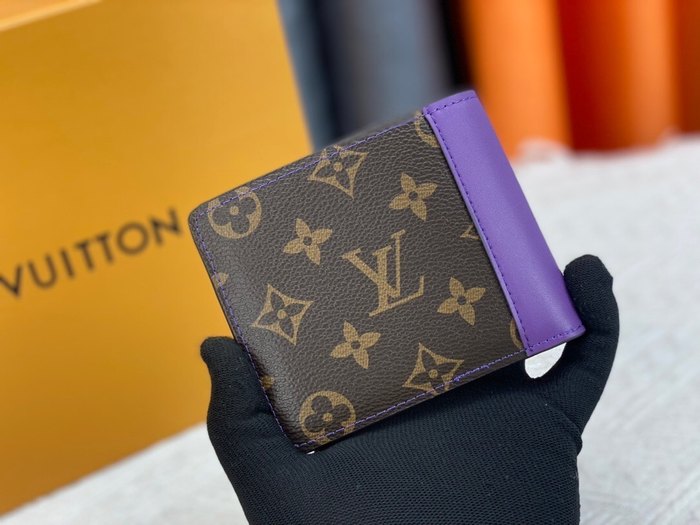 Wallet Louis Vuitton monogram with purple trim Brown Size 11.5x9cm