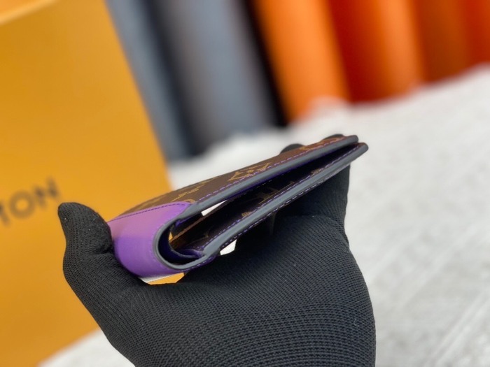 Wallet Louis Vuitton monogram with purple trim Brown Size 11.5x9cm