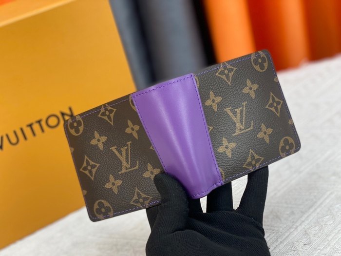 Wallet Louis Vuitton monogram with purple trim Brown Size 11.5x9cm