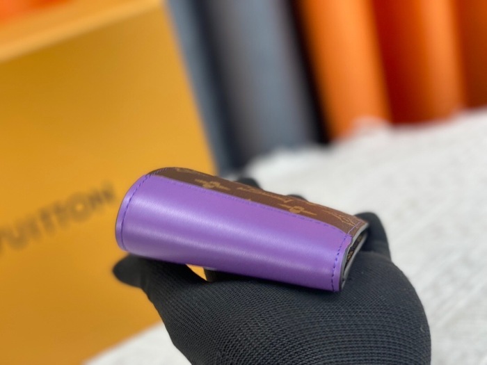 Wallet Louis Vuitton monogram with purple trim Brown Size 11.5x9cm