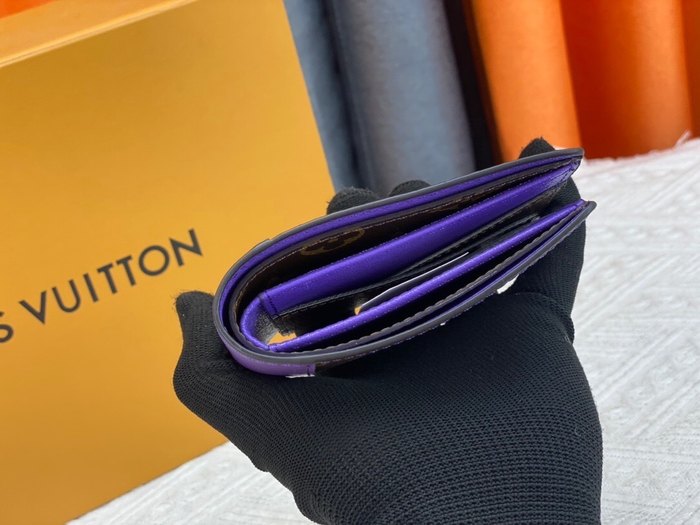 Wallet Louis Vuitton monogram with purple trim Brown Size 11.5x9cm