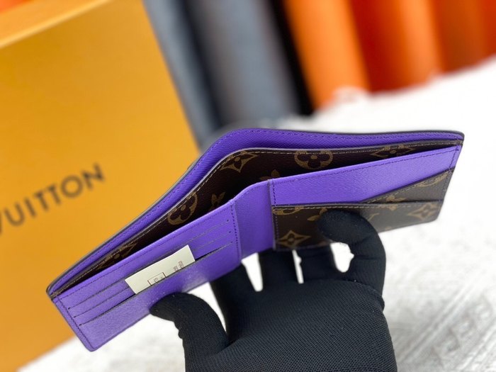 Wallet Louis Vuitton monogram with purple trim Brown Size 11.5x9cm