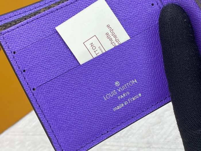 Wallet Louis Vuitton monogram with purple trim Brown Size 11.5x9cm