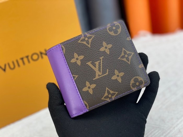 Wallet Louis Vuitton monogram with purple trim Brown Size 11.5x9cm