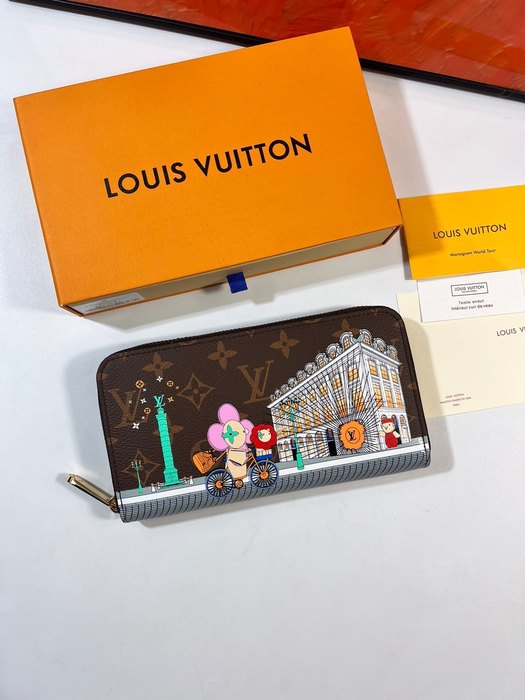 Wallet Louis Vuitton zip around wallet Brown Size 19.5x10.5x2.5cm 001