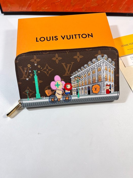 Wallet Louis Vuitton zip around wallet Brown Size 19.5x10.5x2.5cm 001