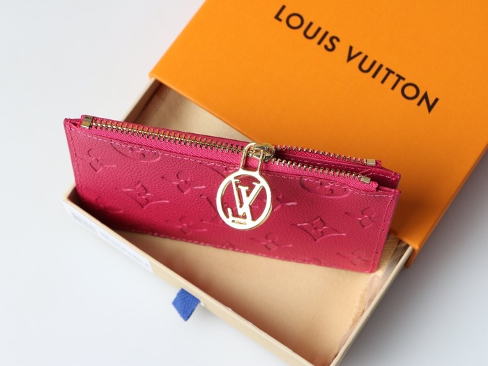 Wallet Louis Vuitton zippered embossed monogram Red Size 12x8x0.8cm