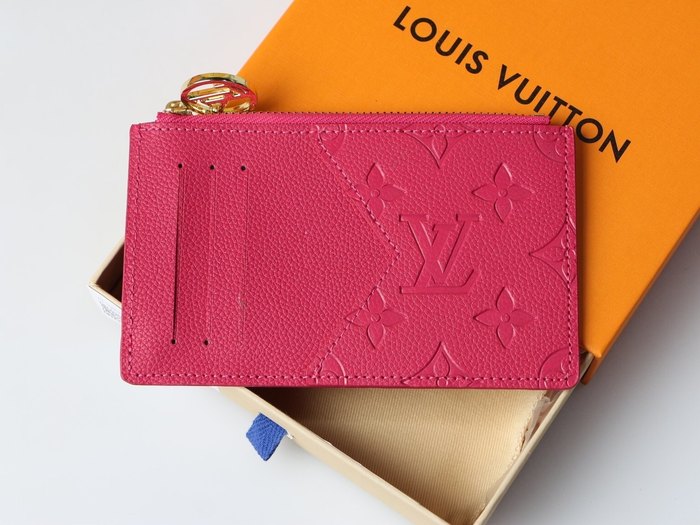 Wallet Louis Vuitton zippered embossed monogram Red Size 12x8x0.8cm