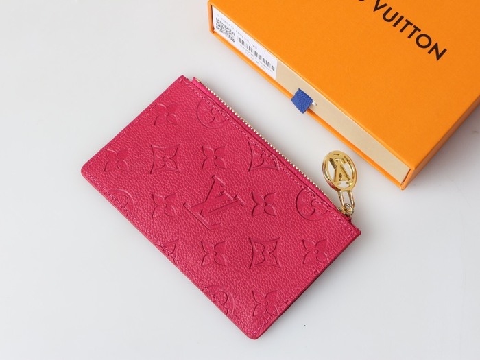 Wallet Louis Vuitton zippered embossed monogram Red Size 12x8x0.8cm