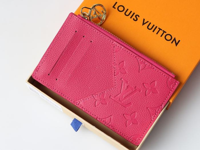 Wallet Louis Vuitton zippered embossed monogram Red Size 12x8x0.8cm