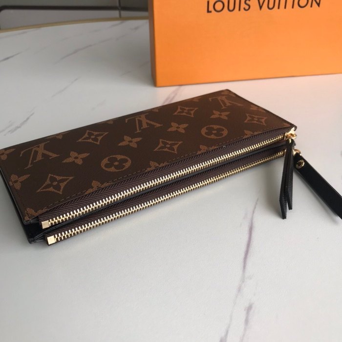 Wallet Louis Vuitton zippered long wallet Brown Size 21x9x2cm
