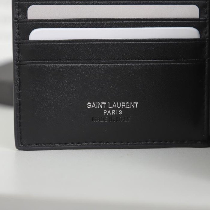 Wallet Saint Laurent croco embossed short wallet Black Size 11x18x2cm