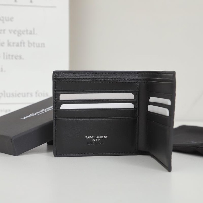 Wallet Saint Laurent croco embossed short wallet Black Size 11x18x2cm