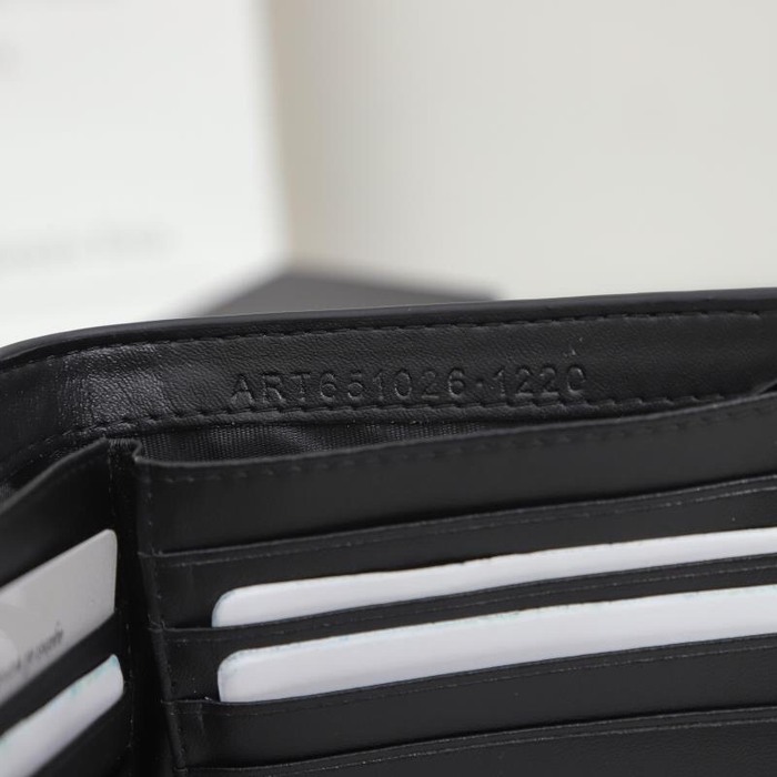 Wallet YSL croco embossed men's short wallet Black Size 11x18x2cm