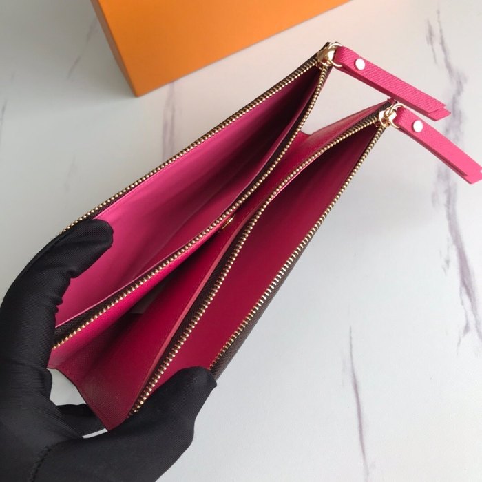 Wallet long zipper wallet Red Size 21x9x2cm