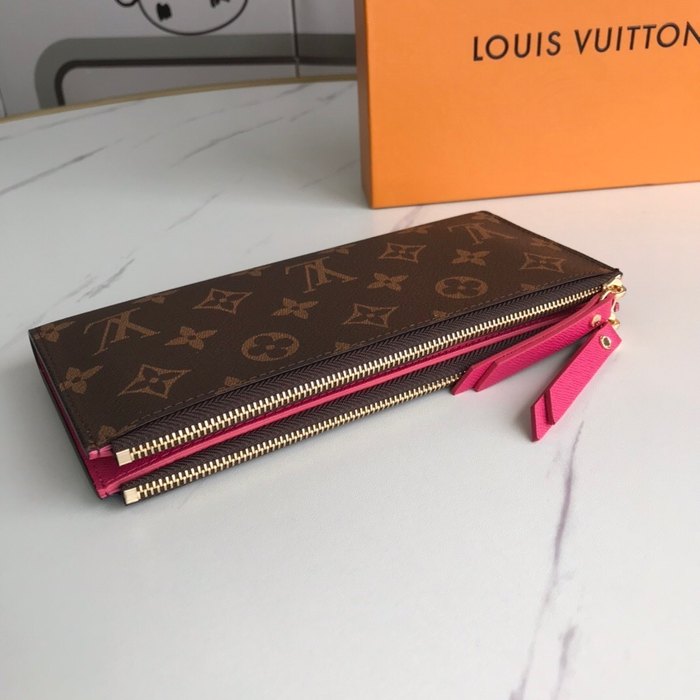 Wallet long zipper wallet Red Size 21x9x2cm