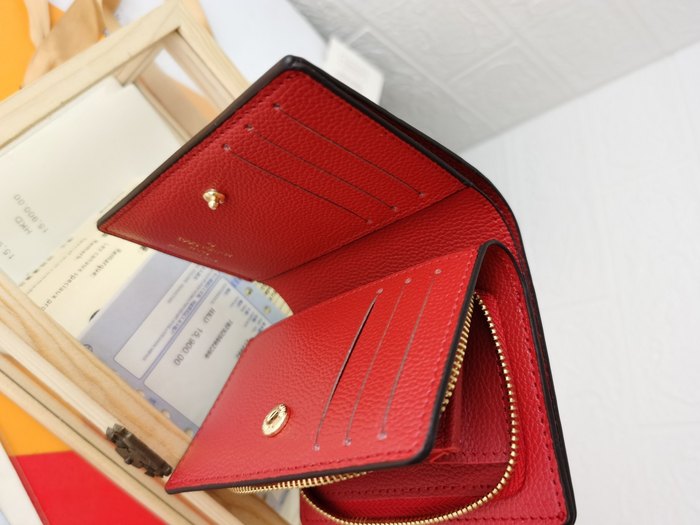 Wallet zip around compact wallet Red Size 11x8.5x3.5cm