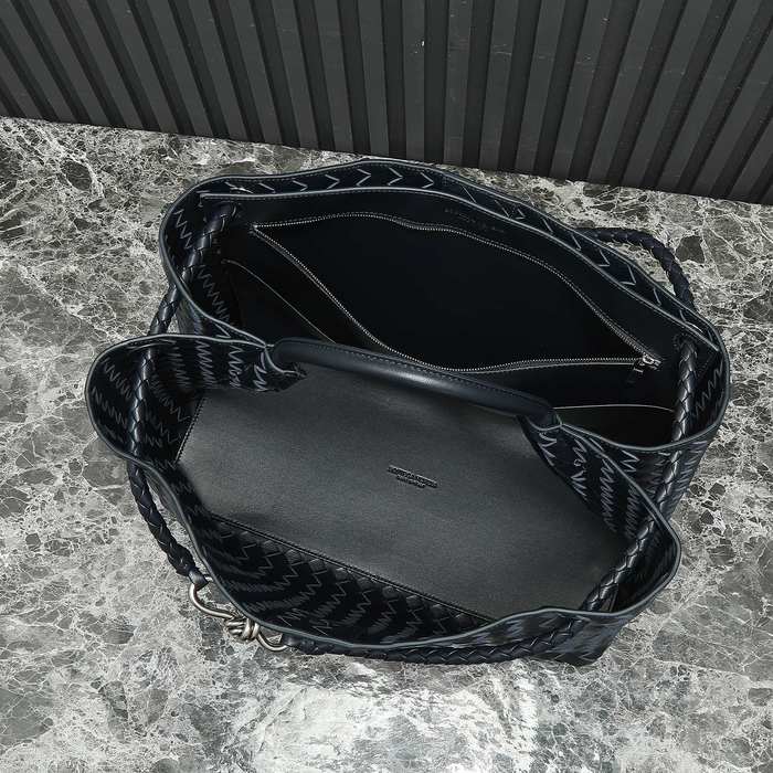 Bottega Veneta Tote Bag with Woven Design Navy 01A