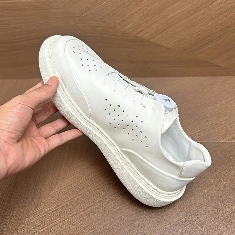 BB3558爆款皮面运动板鞋休闲男鞋旋转扣潮鞋 白色