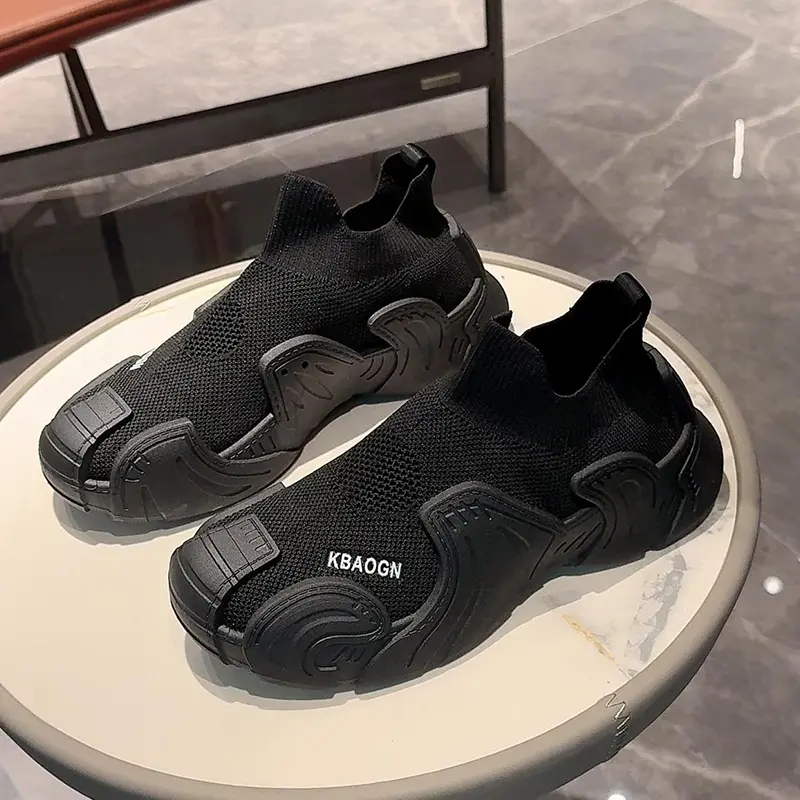 夏季新款休闲男鞋一脚蹬网面飞织袜子鞋39-44