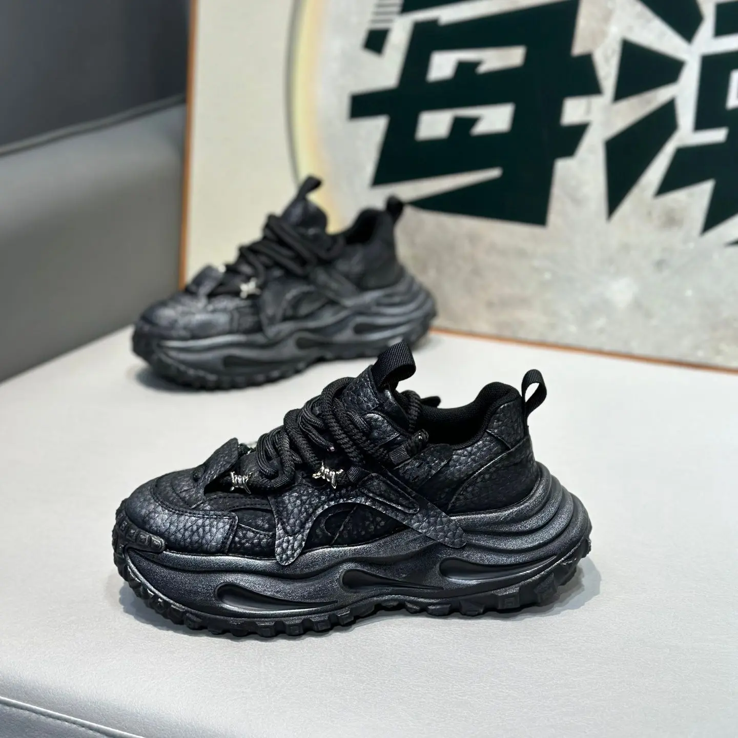 春季爆款男鞋休闲运动潮鞋厚底老爹鞋