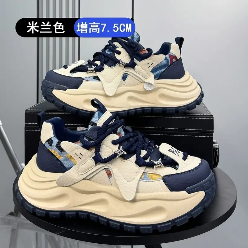 爆款男鞋厚底休闲鞋时尚老爹潮鞋黑色 白色 蓝色
