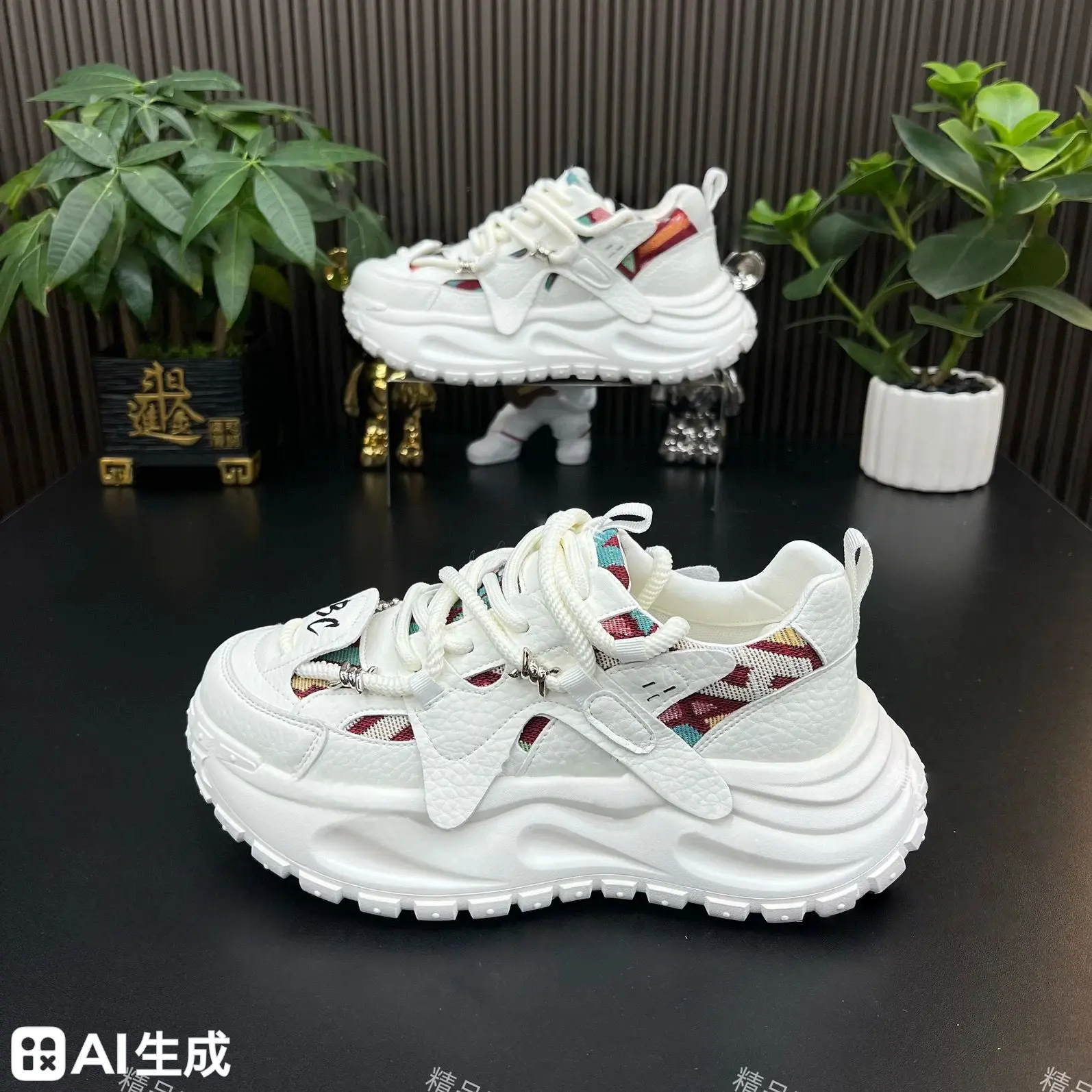 爆款男鞋厚底休闲鞋时尚老爹潮鞋黑色 白色 蓝色