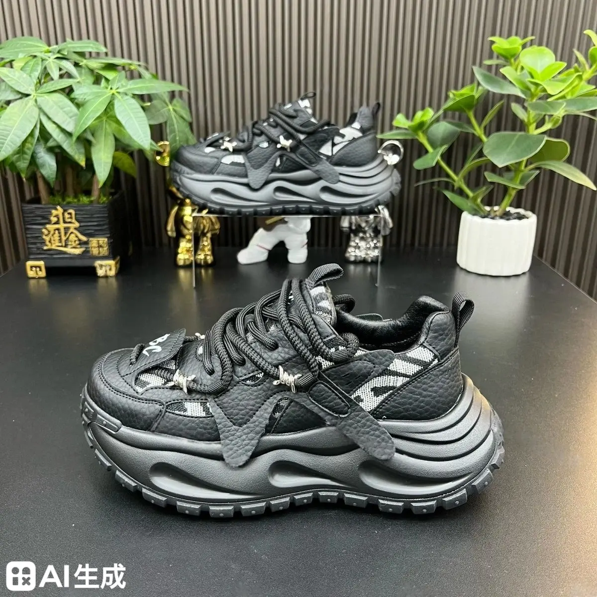 爆款男鞋厚底休闲鞋时尚老爹潮鞋黑色 白色 蓝色